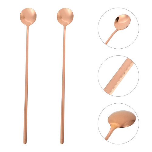 2Stk. Goldfarbene Metalllöffel Für Und Tee 2