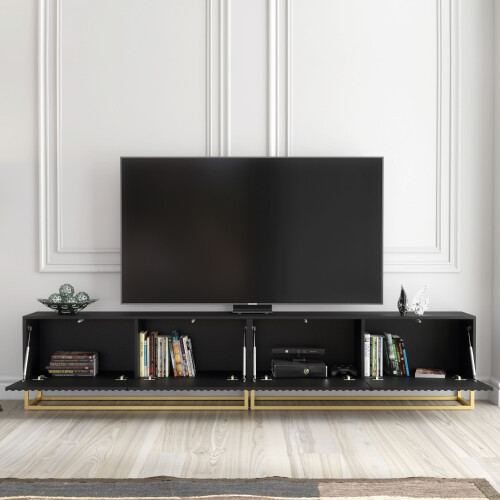Creative Furniture Ripple Duo 200cm TV Unit - Black Modern Fluted Design 1