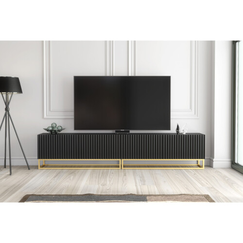 Creative Furniture Ripple Duo 200cm TV Unit - Black Modern Fluted Design 2
