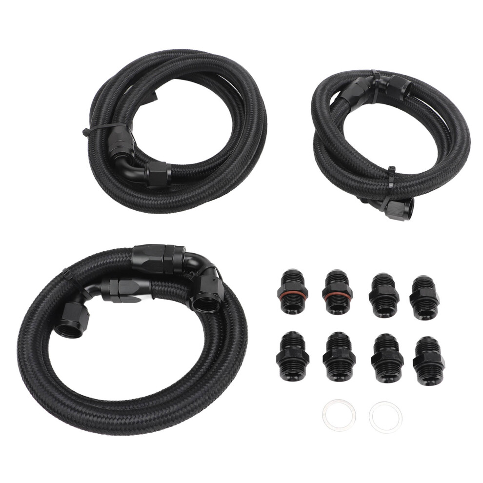 Anodized Transmission Cooler Lines Fit Chevy Duramax 6.6L 2006-2010 Black 4281353667355