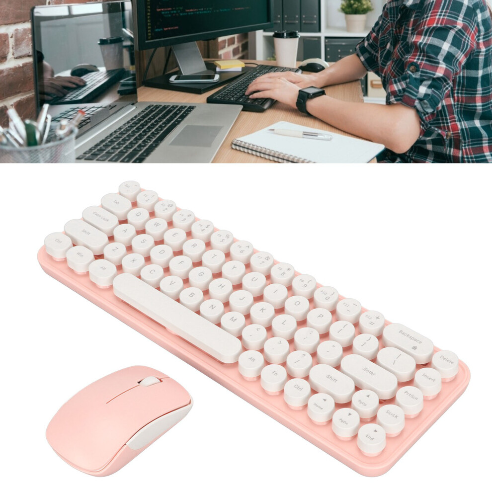 Wireless 68-Key Typewriter Keyboard & Mouse Combo, & Pink/White 8101353669530