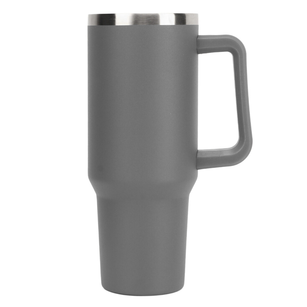 40oz Stainless Steel Vacuum Travel Mug with Handle & Straw, Keeps Drinks Hot or Cold
