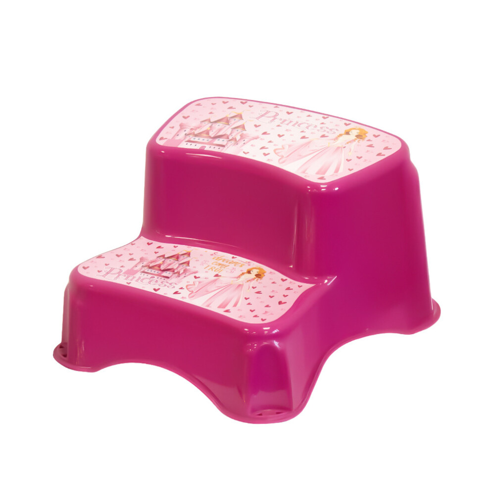 Tuffex Children's Step Stool Two-Step For Kids Multipurpose Footstool For Kitchen & Bath - Pink 5056530308579