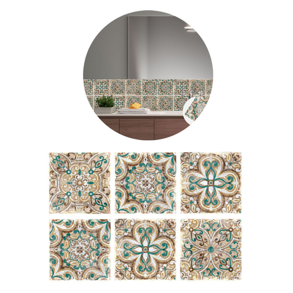 20 Pcs Moroccan Pattern Tile Stickers 20X20cm Waterproof Non-Slip 061145533174