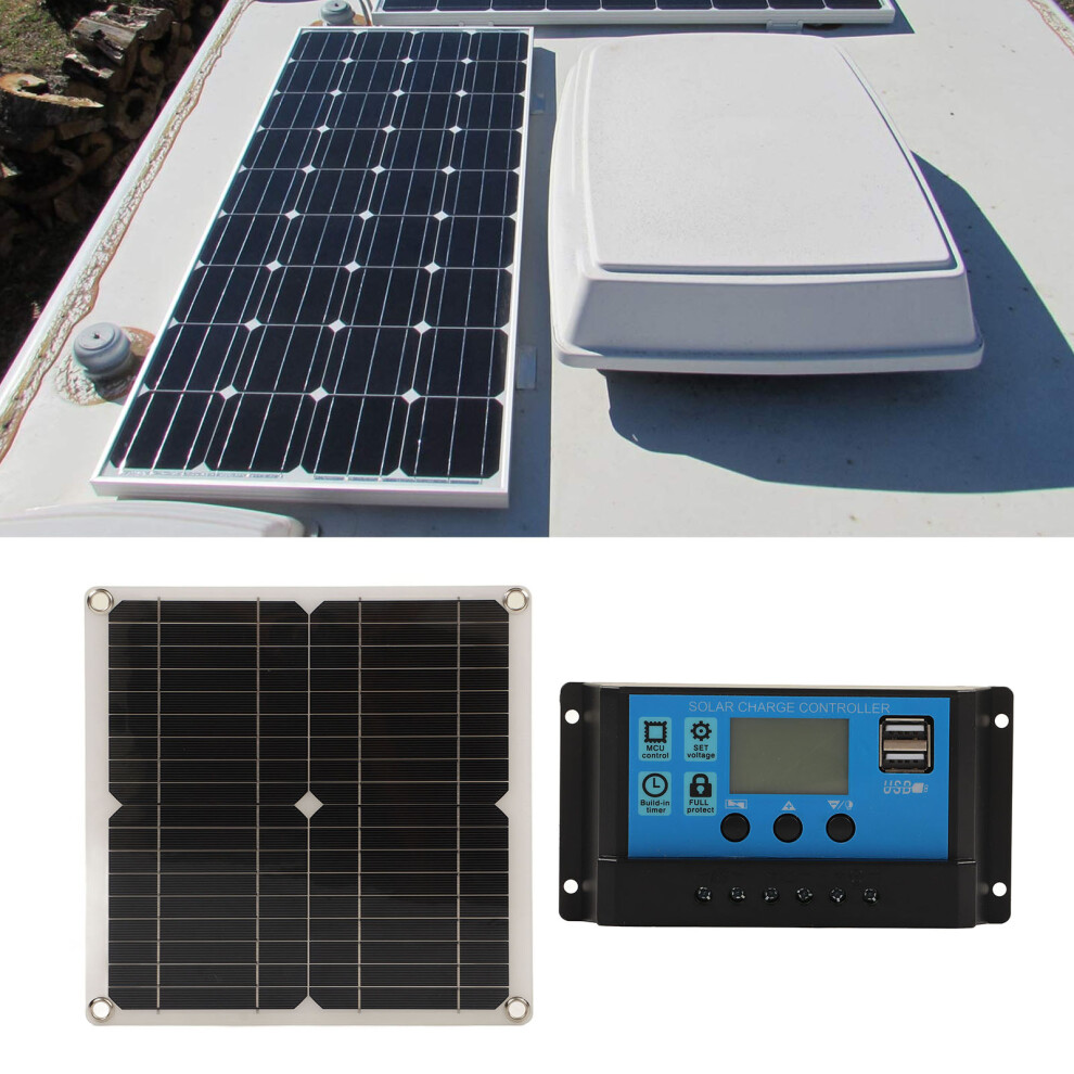 12W Mono Rv Solar Panel With Dual Usb & 30A Controller, Ip65 7901353681966