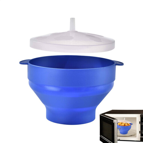 Popcorn Maker Silicone Microwave Popcorn Popper Foldable Blue Reusable Microwave Bowl