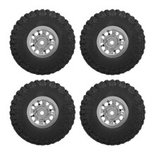 4 Stück RC Aluminiumlegierungräder und Reifen für 1/18 TRX4M Silber