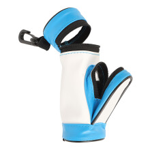 Große Kapazität PU-Leder Golfballhalter Tasche, Blau & Weiß, 14,5 cm