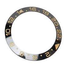 Keramik-Lünetteinlage 40mm, schwarze Basis goldene Ziffern