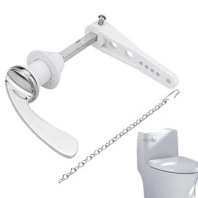 Flush Handle, Flush Lever Set, Zinc Alloy Tank Trip Lever Replacement With Chains, Toilet Handle Kit