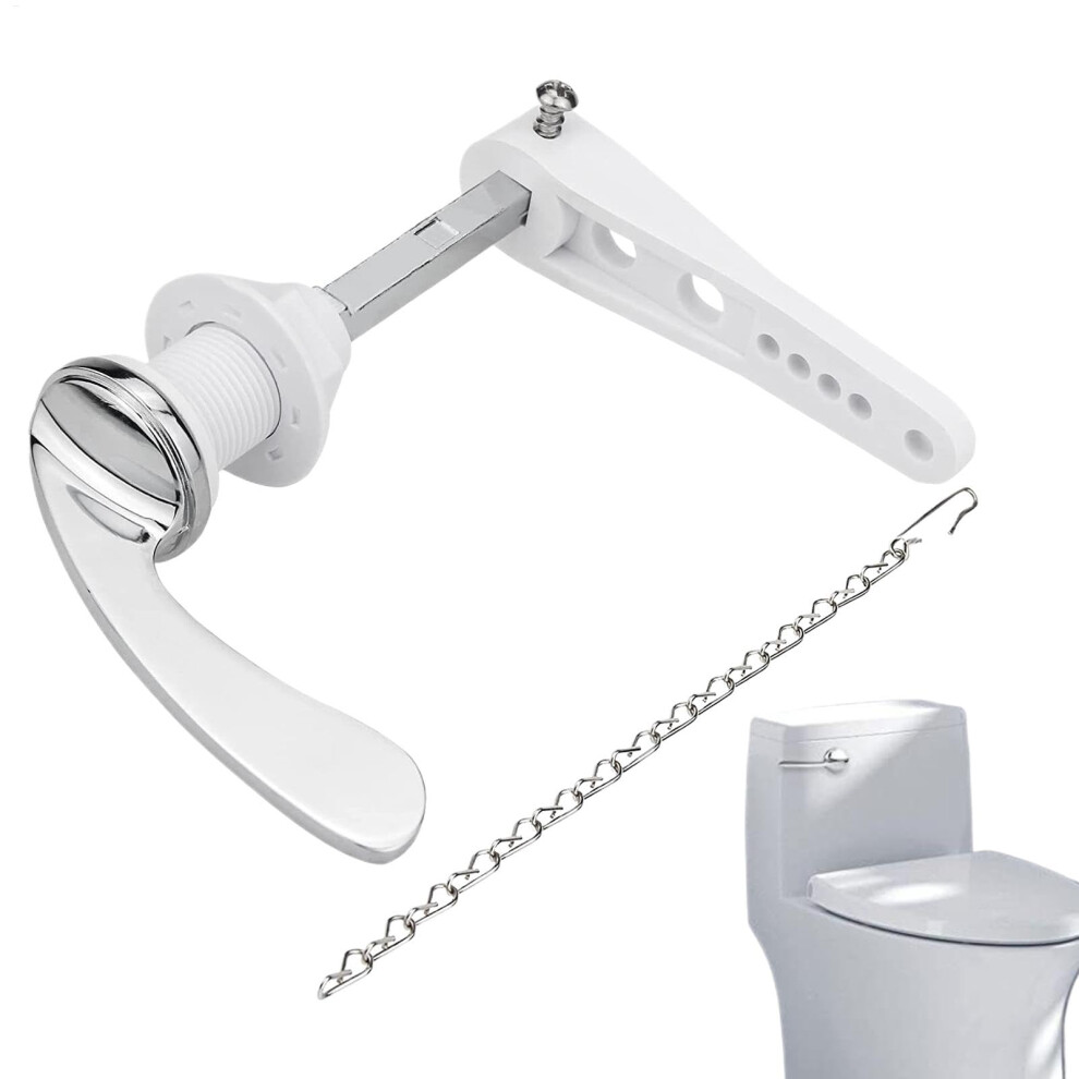 Flush Handle, Flush Lever Set, Zinc Alloy Tank Trip Lever Replacement With Chains, Toilet Handle Kit 9084446349665