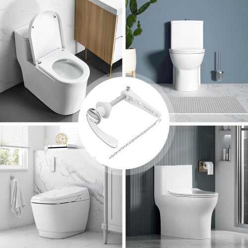 Flush Handle, Flush Lever Set, Zinc Alloy Tank Trip Lever Replacement With Chains, Toilet Handle Kit 2
