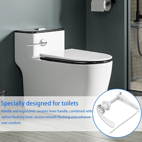 Flush Handle, Flush Lever Set, Zinc Alloy Tank Trip Lever Replacement With Chains, Toilet Handle Kit 1