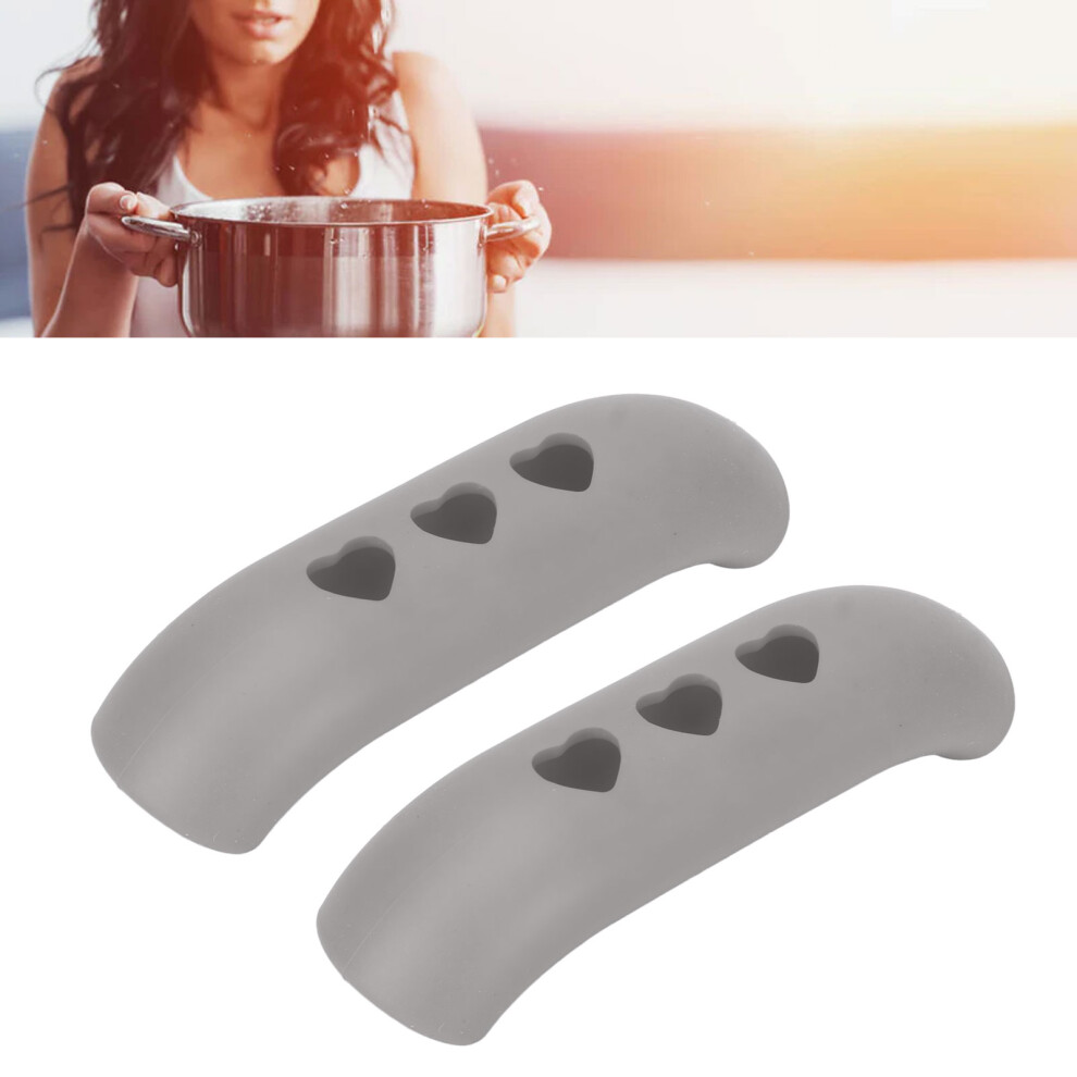 Grey 2Pcs Silicone Pot Handle Sleeves - Heat Resistant Grip Covers