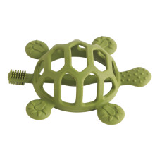 Dark Green Tortoise Silicone Teething Toy with Adjustable Buckle for Babies