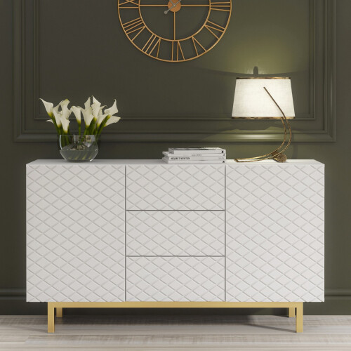 Creative Furniture Diamond Luxe 140cm Sideboard - White Luxury Cabinet