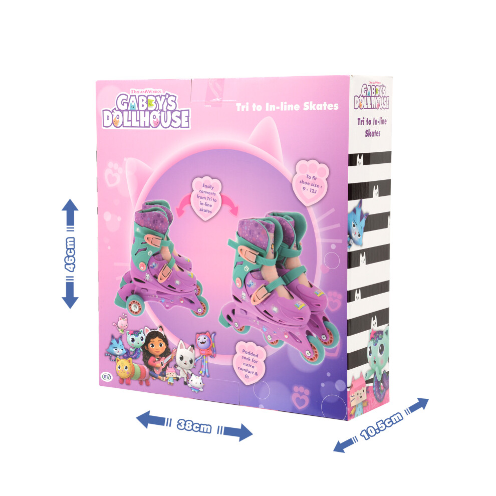 Photos - Roller Skates Gabby's Dollhouse Children's Adjustable 2 in 1 Tri to Inline Skates M001044