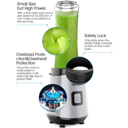 400W Blender with 2 Tritan Bottles Portable Mini