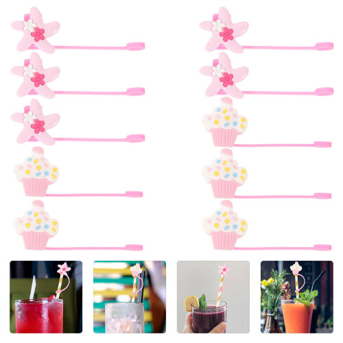 10 Biegsame Strohhalme Mit Für Smoothies Rosa 1