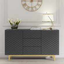 Diamond Luxe 140cm Sideboard - Dark Grey Luxury Cabinet