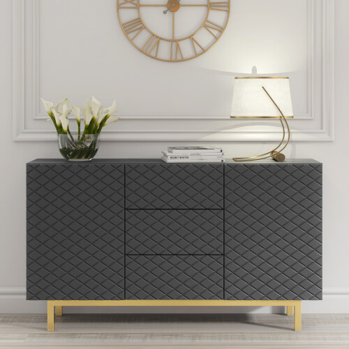 Creative Furniture Diamond Luxe 140cm Sideboard - Dark Grey Luxury Cabinet