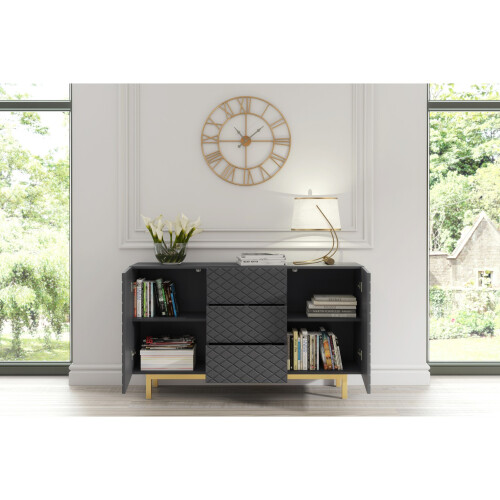 Creative Furniture Diamond Luxe 140cm Sideboard - Dark Grey Luxury Cabinet 2