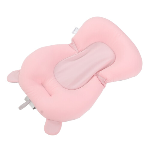 Pink Bear Baby Bath Cushion: Safe Foldable Adjustable Support for Infants