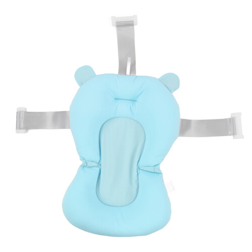 Adjustable Baby Bath Seat Cushion with 3D Fabric Support in Blue Bear 1