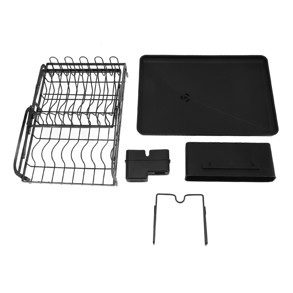 (White) Folding 2-Tier Dish Drying Rack Black Kitchen Countertop-image-OPC-PM268YR-NEW