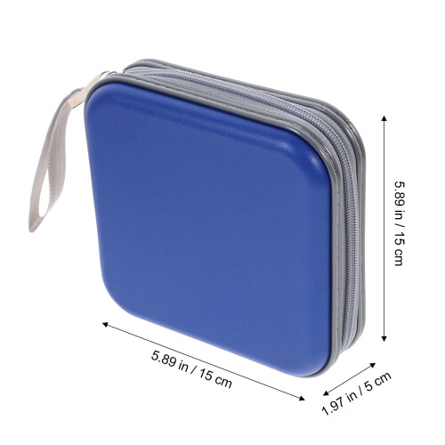 2Pcs Portable Blue Cd Dvd Storage Case Zippered Car Media Organizer 2