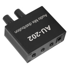 Stereo Mixer Amplifier 2in2out - 3.5mm Jacks Plug & Play Compact