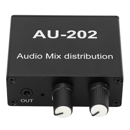Stereo Mixer Amplifier 2in2out - 3.5mm Jacks Plug & Play Compact 2