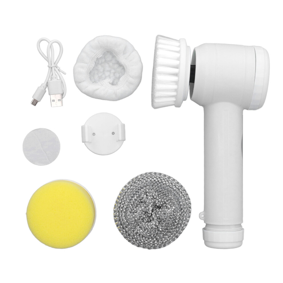 (White) Rechargeable Electric Spin Scrubber 4 Heads for Bathroom Kitchen-image-OPC-PM26CZZ-NEW