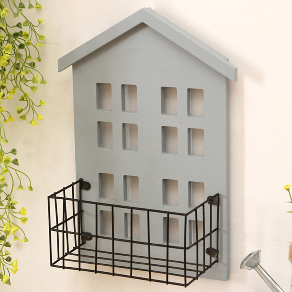 (Grey) Wall Storage Shelves Handmade Wood House Shape Mounted Shelf Grey-image-OPC-PM26KFW-NEW