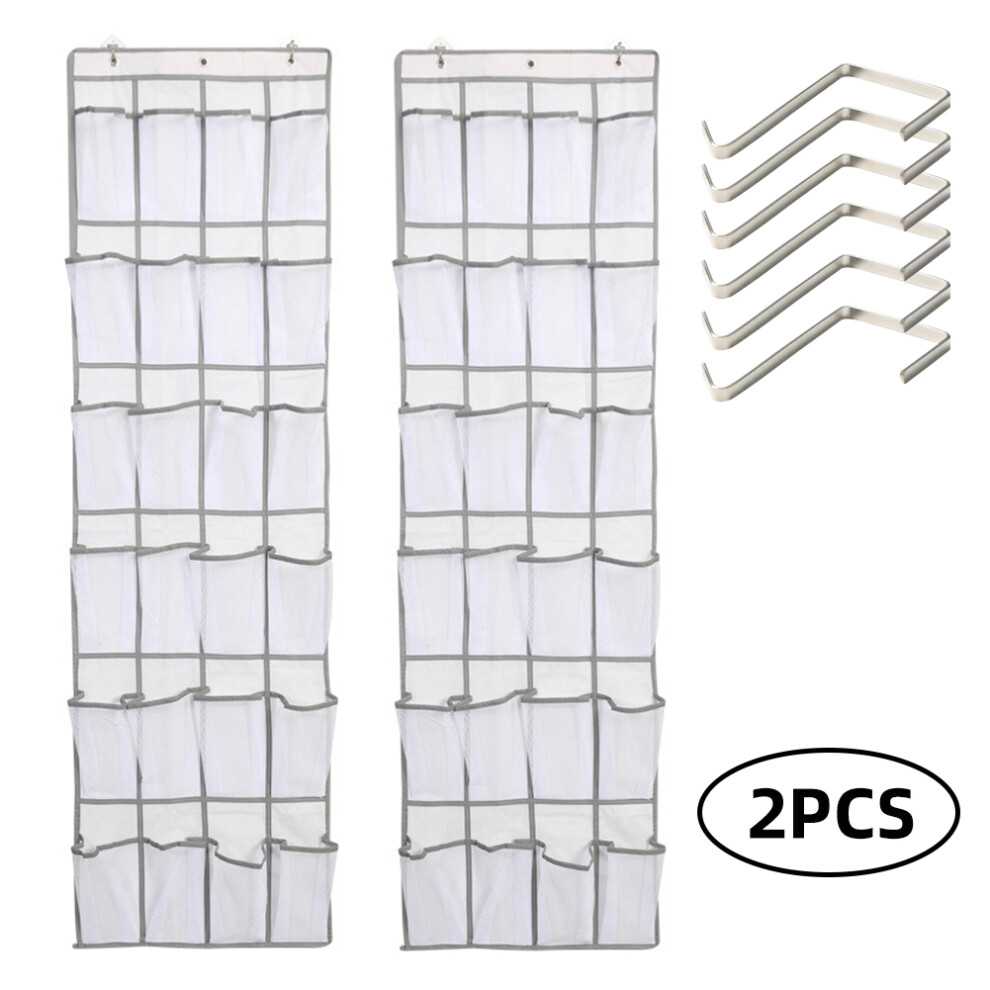 2Pcs Large Mesh Pockets Storage Bag Behind Door Shoe Rack White-image-OPC-PM26MYG-NEW