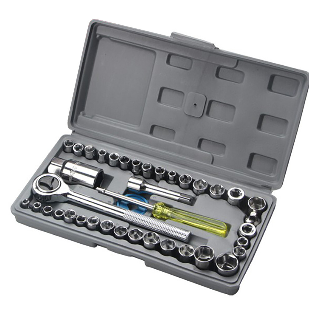 40Pcs Drive Socket Wrench Set Sae Metric Carbon Steel For Auto Repair 4251353729568