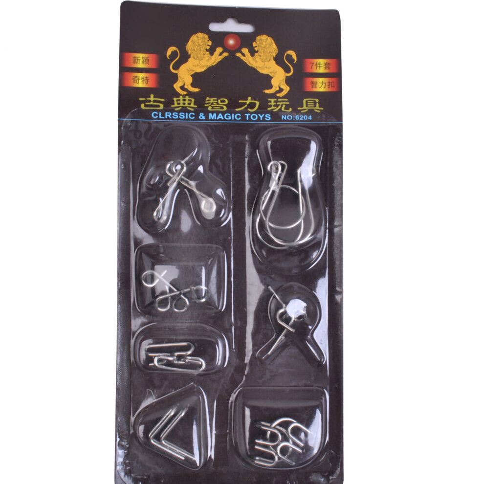 7PCS Stainless Steel Unlock Ring Brain Teasers Educational Toy Kids-image-OPC-PM26ZY5-NEW