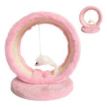 Pinkes Katzenkratzhöhlen-Klettergerüst Spielzeug mit Mäuse-Anhänger, Einheitsgröße