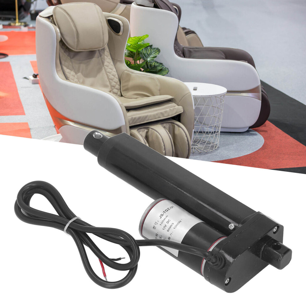 100Mm Stroke 12V Electric Linear Actuator, 1000N, Aluminum Alloy, Ip65 Black 5051353732884