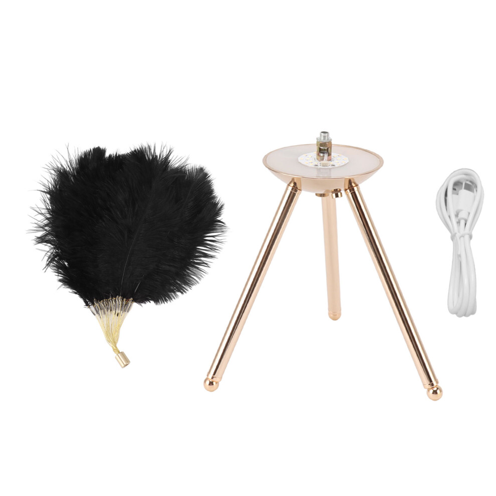 (Pink) USB Rechargeable Feather Table Lamp Gold Tripod Black-image-OPC-PM2797T-NEW