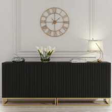 Ripple Black 200cm Duo Sideboard - Modern Fluted Design