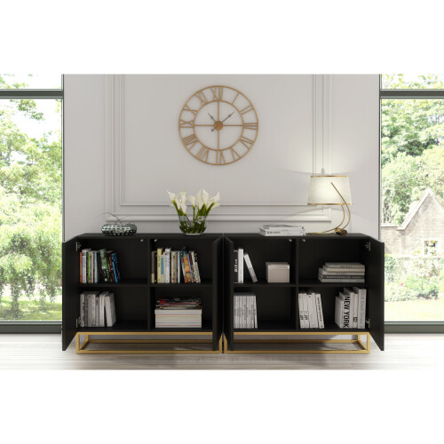 Creative Furniture Ripple Black 200cm Duo Sideboard - Modern Fluted Design 2
