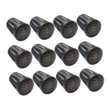 Skid Hiking Stick End Cover Tips 12-Piece Durable Wear-Resistant Replacement For Walking Crutches Outdoor Travel Black
