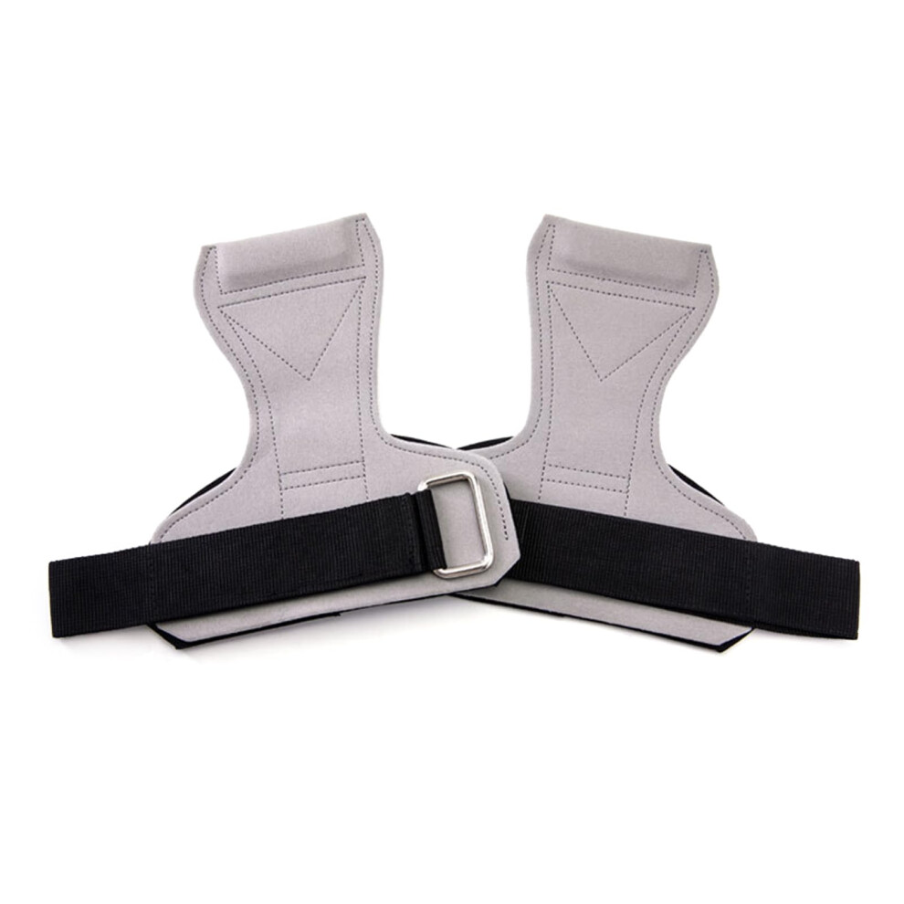 Weight Lifting Grips With Adjustable Wrist Wraps 1 Pair Grey For Men And Women Comfortable Lifting Straps-image-OPC-PM27KBH-NEW