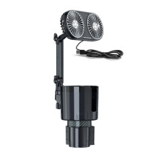 Car Cup Holder USB Car Fan Fits Standard Cup Holder 2-In-1 Adjustable Speed 360 Degree Rotating Double Head