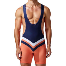 Men's Wrestling Singlets Size M Color Orange Sleeveless One-Piece High-Stretch Jersey