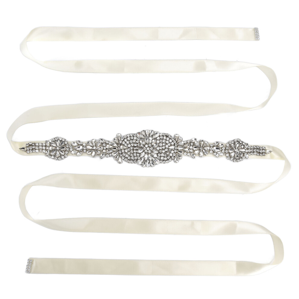 (Black) Rhinestone Wedding Dress Belt White Elegant Waistbelt for Bride-image-OPC-PM27QSB-NEW