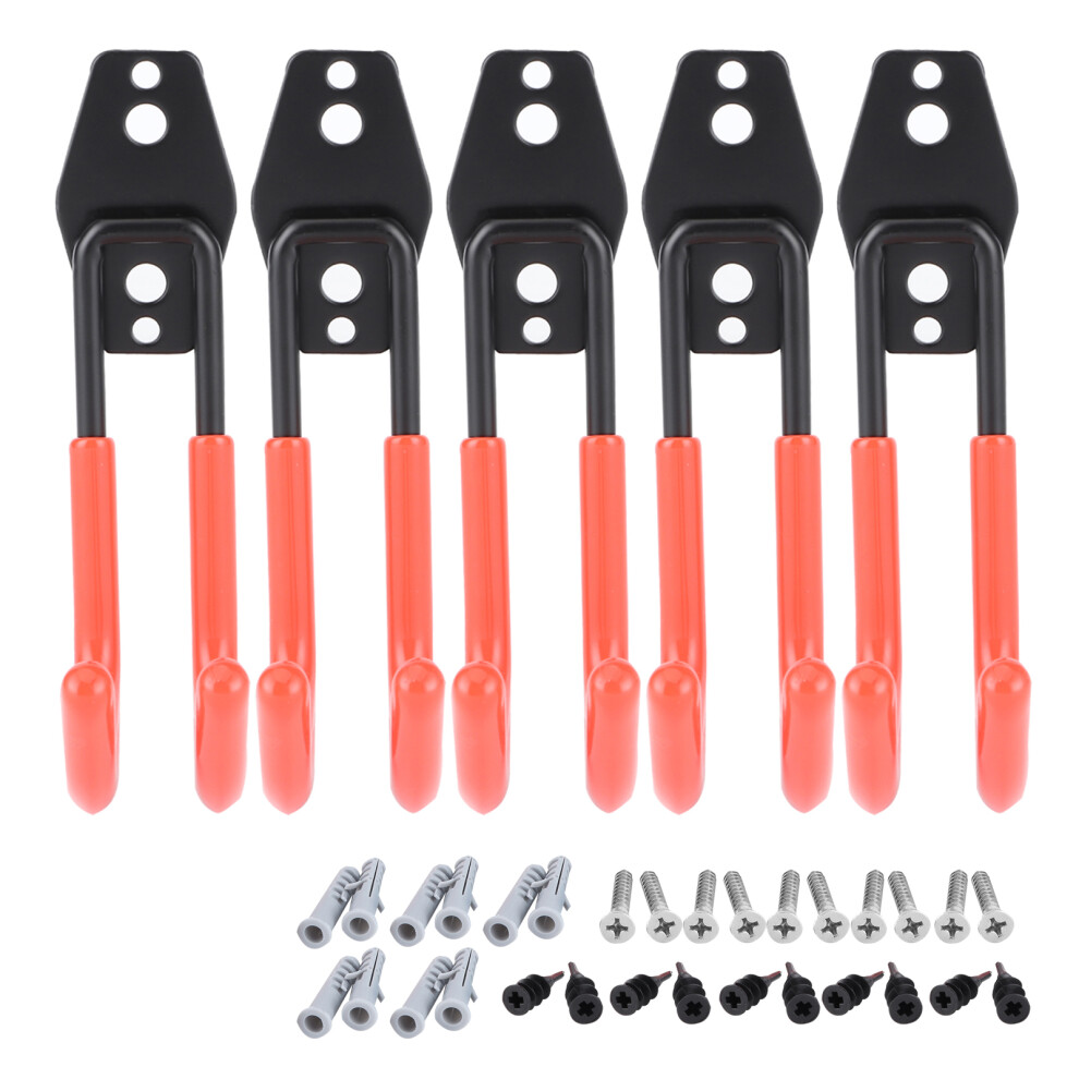 (Orange) 5Pcs Wall Mounted Double Hook Heavy Duty Garage Storage Anti-Rust-image-OPC-PM27YCP-NEW
