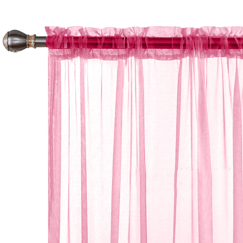 Sheer Voile Curtains Rod Pocket Pink 55''Wx84''L 2 Panels-image-OPC-PM28278-NEW