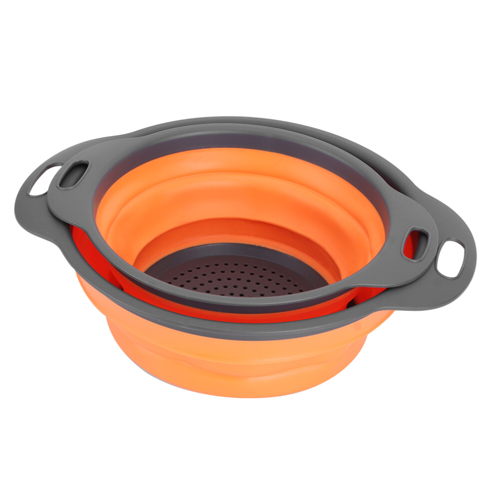 (Orange L+S) Foldable Drain Basket Colander Orange-image-OPC-PM282FG-NEW